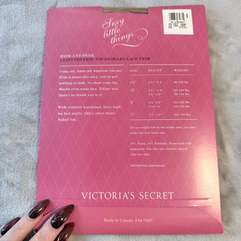 Victoria's Secret Sexy Little Things Hide & Peek Pantyhose Nude Size B NOS